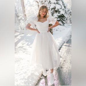 Ivy City Co Ballerina Dress L in White (bridal shower, bachelorette)